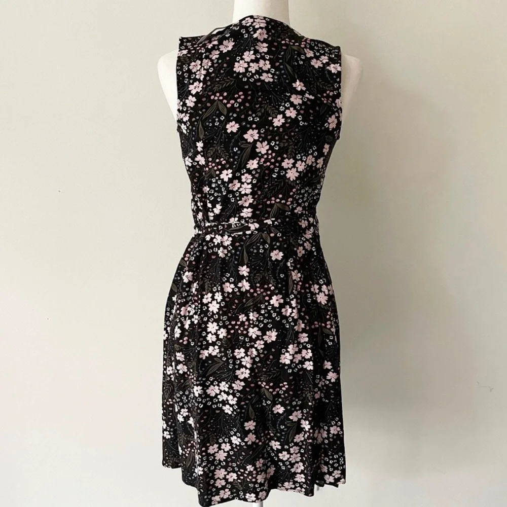 LOFT Outlet | Black/Pink Floral Sleeveless Wrap Dress - Picture 3 of 3